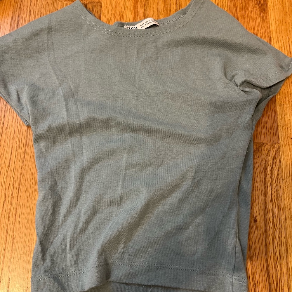 Zara Crewneck Tee in greyish teal